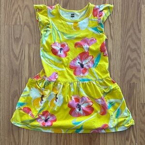 Tea Collection Bright Yellow Floral Flutter-Sleeve Dress